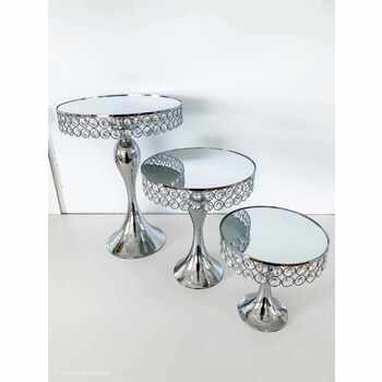 3pc Set Large Silver Cake Stands