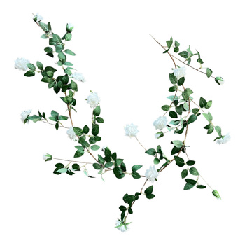 2pc Set - 1.7m Deluxe Rose Garland - White