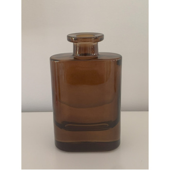 12cm - Amber Glass Bottle - Hip Flask Shape