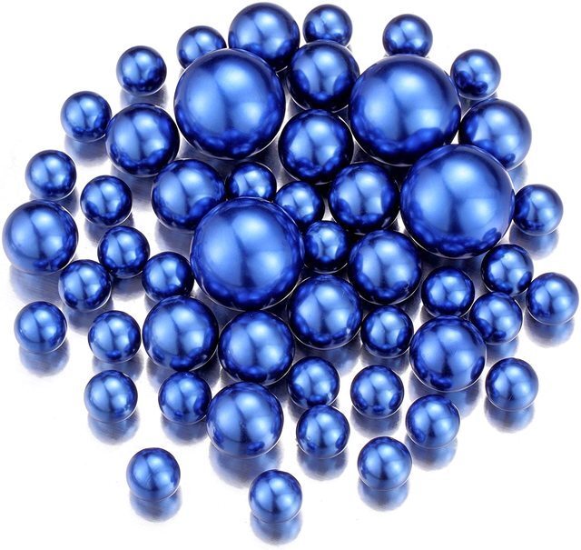 Floating Pearls | Vase Pearlfection | Silver and Blue Pearls - Jumbo/Assorted Sizes Vase Decorations 4 Packs Floating