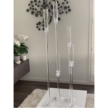 thumb_5 pcs Set of Candelabra 70cm - 130cm - Clear with Glass Windlight