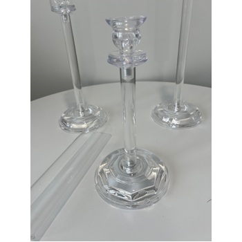 thumb_3 pcs Set of Candelabra - Clear with Glass Windlight