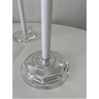 thumb_3 pcs Set of Candelabra - Clear with White Stem Glass Windlight