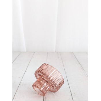 thumb_Blush Pink - Ribbed Glass Taper/Dinner Candle Holder - Style 1