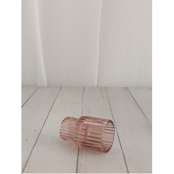 thumb_Blush Pink - Ribbed Glass Taper/Dinner Candle Holder - Style 2