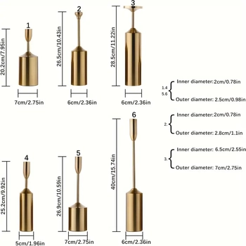 thumb_6 Pc Set - Gold Metal Taper/Dinner Candle Holder