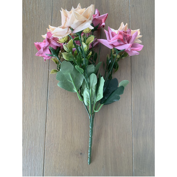 thumb_7 Head Rose Filler Bunch - Dusty Pink/White