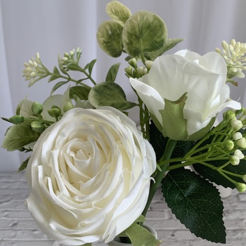 thumb_White Rose and Peony Small Bouquet or Floral Arrangement