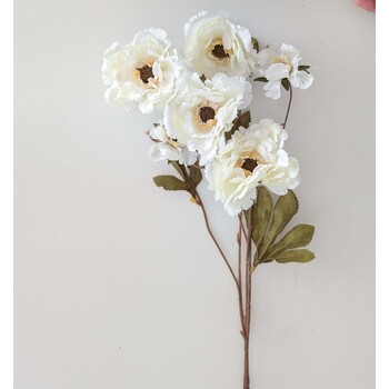 thumb_6 Head Peony 80cm Floral Stem - White/Cream