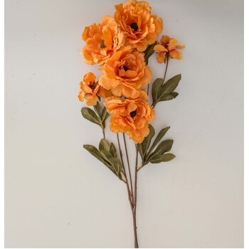 thumb_6 Head Peony 80cm Floral Stem - Autumn Orange