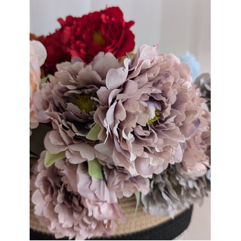 thumb_45cm Artificial Dusty Lavender Peony Bouquet | 5 Large 10cm Flowers