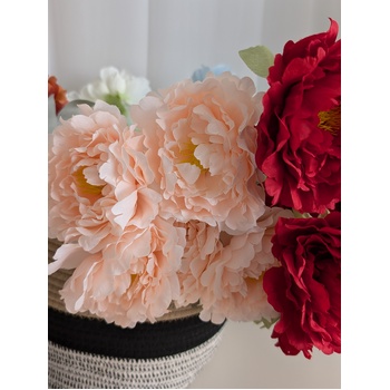 thumb_45cm Artificial Peachy Pink Peony Bouquet | 5 Large 10cm Flowers