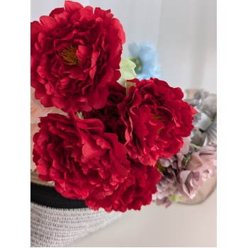 thumb_45cm Artificial Red Peony Bouquet | 5 Large 10cm Flowers