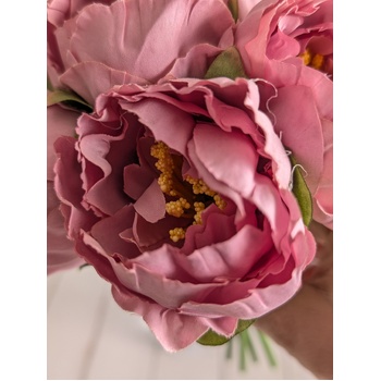 thumb_6 Head Small Artificial Dusty Pink Peony Bouquet | 6 x 5.5cm Flowers