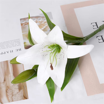 thumb_White Lily Single Stem - Real Touch Flower & Buds 35cm 