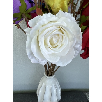 thumb_66cm White Artificial Rose Stem with Large Bloom and Bud