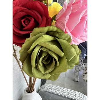 thumb_66cm Sage Green Artificial Rose Stem with Large Bloom and Bud