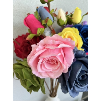 thumb_66cm Pink Artificial Rose Stem with Large Bloom and Bud