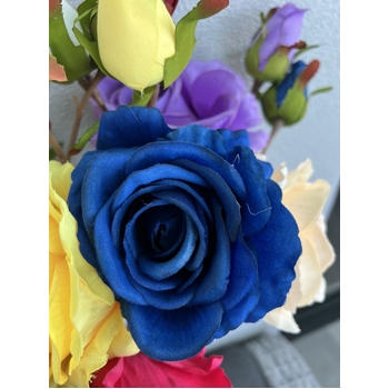 thumb_66cm Dark Blue Artificial Rose Stem with Large Bloom and Bud