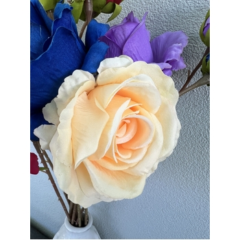 thumb_66cm Cream Artificial Rose Stem with Large Bloom and Bud