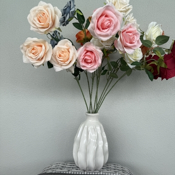 thumb_65cm - 3 Head Open Rose Flower Stem - Peach