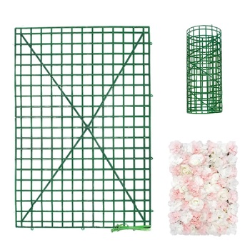 thumb_Blank Green Plastic Mesh Flower Wall Panels, Artificial Plant Wall Fences Backdrop Grid Frames - 60x40cm