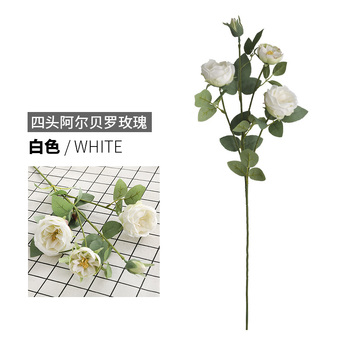 thumb_88cm - 4 Head Rose  Stem - White