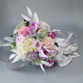 thumb_Bridal Teardrop Bouquet - Pink/Purples/White