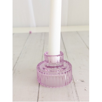 thumb_Pinky Lavender - Ribbed Glass Taper/Dinner Candle Holder - Style 1