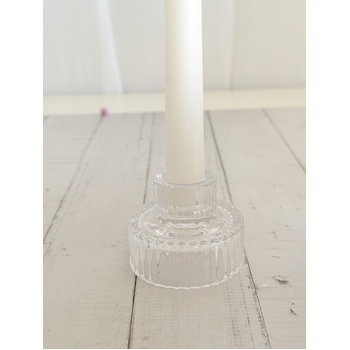 thumb_Clear - Ribbed Glass Taper/Dinner Candle Holder - Style 1