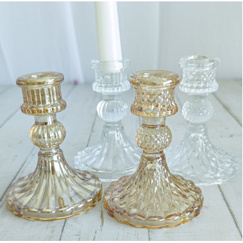 thumb_Clear - Crystal Look Glass Taper/Dinner Candlestick  Holder - Style 1