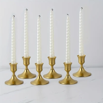 thumb_2 Pc Set - Gold Metal Taper/Dinner Candle Holder