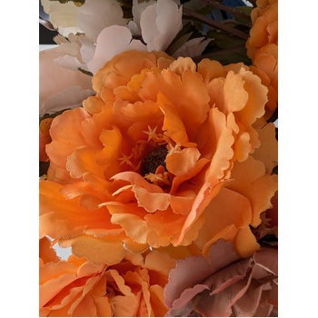 thumb_6 Head Peony 80cm Floral Stem - Autumn Orange