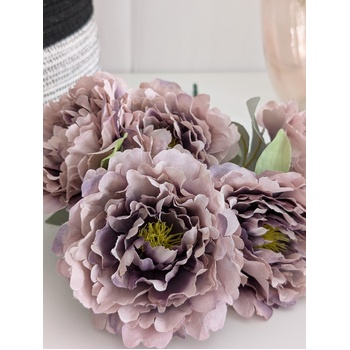 thumb_45cm Artificial Dusty Lavender Peony Bouquet | 5 Large 10cm Flowers