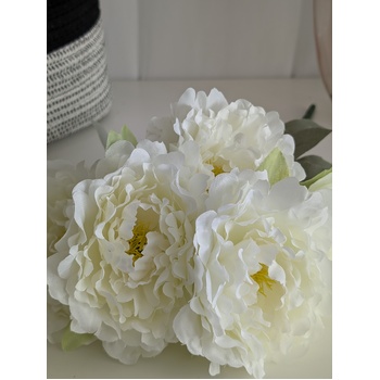 thumb_45cm Artificial White Cream Peony Bouquet | 5 Large 10cm Flowers