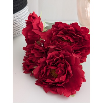 thumb_45cm Artificial Red Peony Bouquet | 5 Large 10cm Flowers