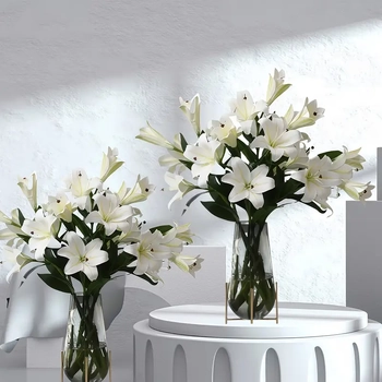 thumb_68cm White 3 Head Lily Stem