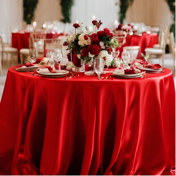 thumb_120inch (305cm) Round Satin Tablecloth - Red