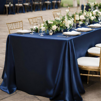 thumb_90x120inch (230x305cm) Satin Tablecloth - Navy