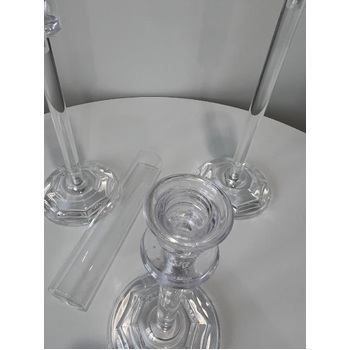 thumb_3 pcs Set of Candelabra - Clear with Glass Windlight