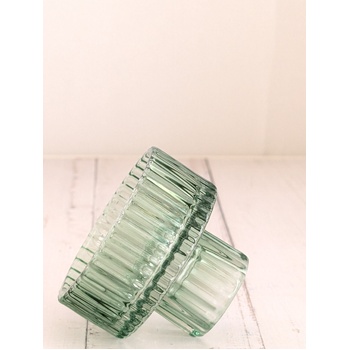 thumb_Sage Green - Ribbed Glass Taper/Dinner Candle Holder - Style 1