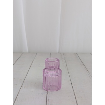 thumb_Pinky Lavender  - Ribbed Glass Taper/Dinner Candle Holder - Style 2