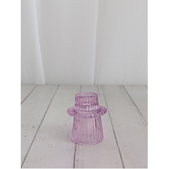 thumb_Pinky Lavender  - Ribbed Glass Taper/Dinner Candle Holder - Style 3