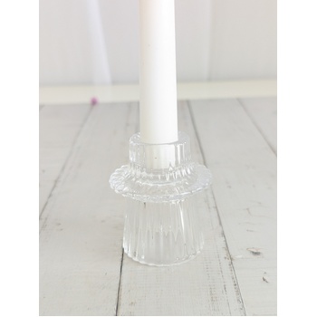 thumb_Clear - Ribbed Glass Taper/Dinner Candle Holder - Style 3