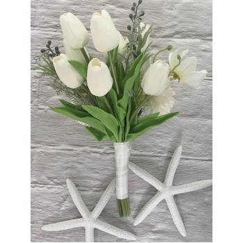 thumb_White Small Tulip/Chrysanthemum Bouquet/Vase Arrangement