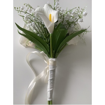 thumb_White Long Stem Handtied Calle Lily & Lily of the Valley Bouquet