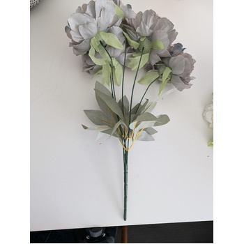 thumb_45cm Artificial Grey Peony Bouquet | 5 Large 10cm Flowers