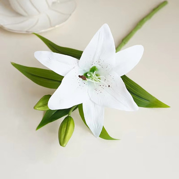 thumb_White Lily Single Stem - Real Touch Flower & Buds 35cm 