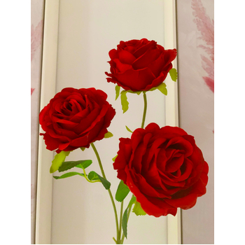 thumb_65cm - 3 Head Rose Flower Stem - Red