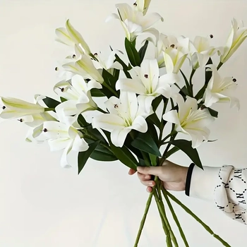 thumb_68cm White 3 Head Lily Stem